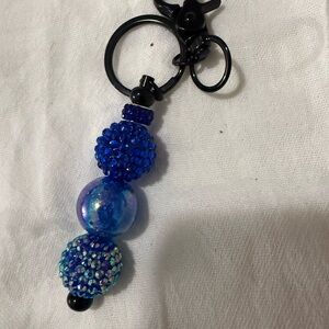 Vibrant Blue Beaded Keychain
